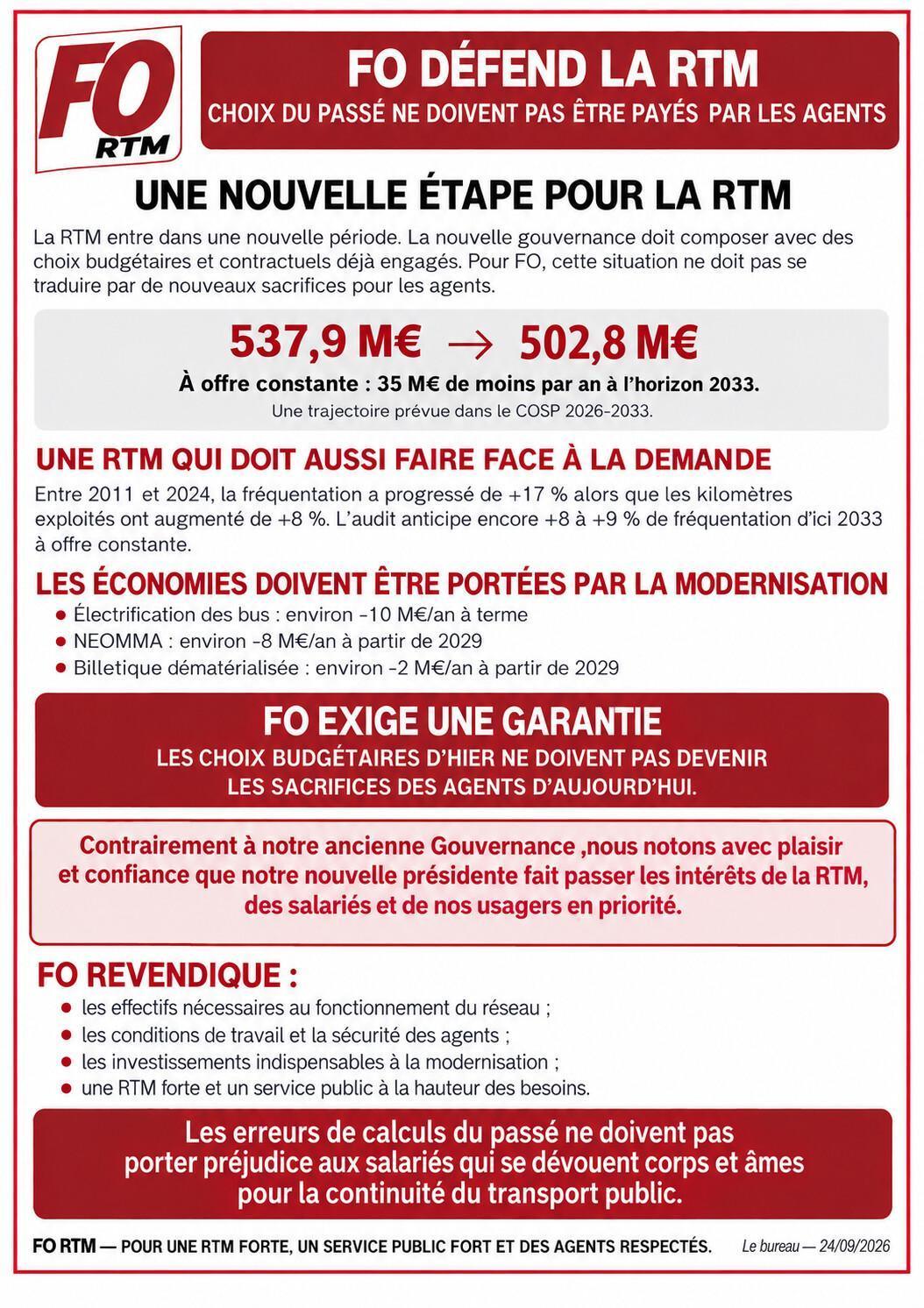FO défendra les intérêts de la RTM 