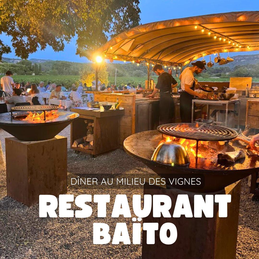 Dîner au milieu des vignes au restaurant Baïto