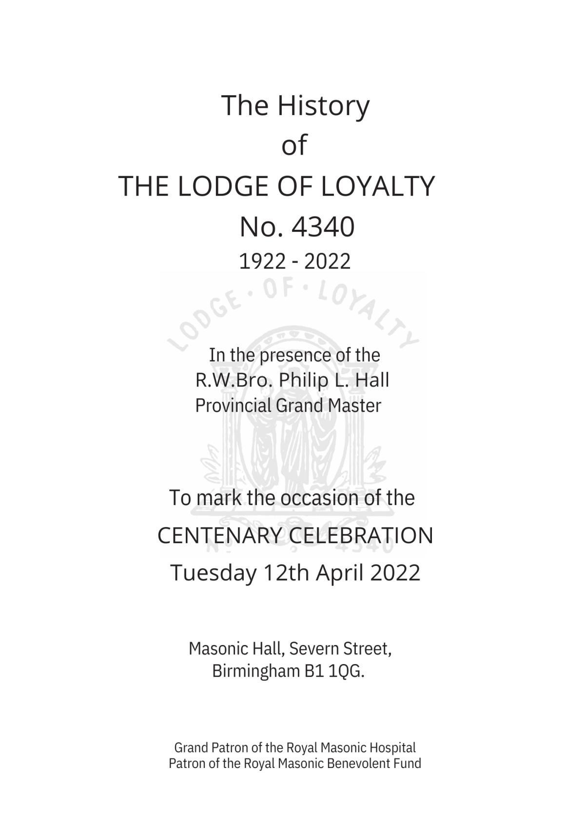 History: Lodge of Loyalty 4340