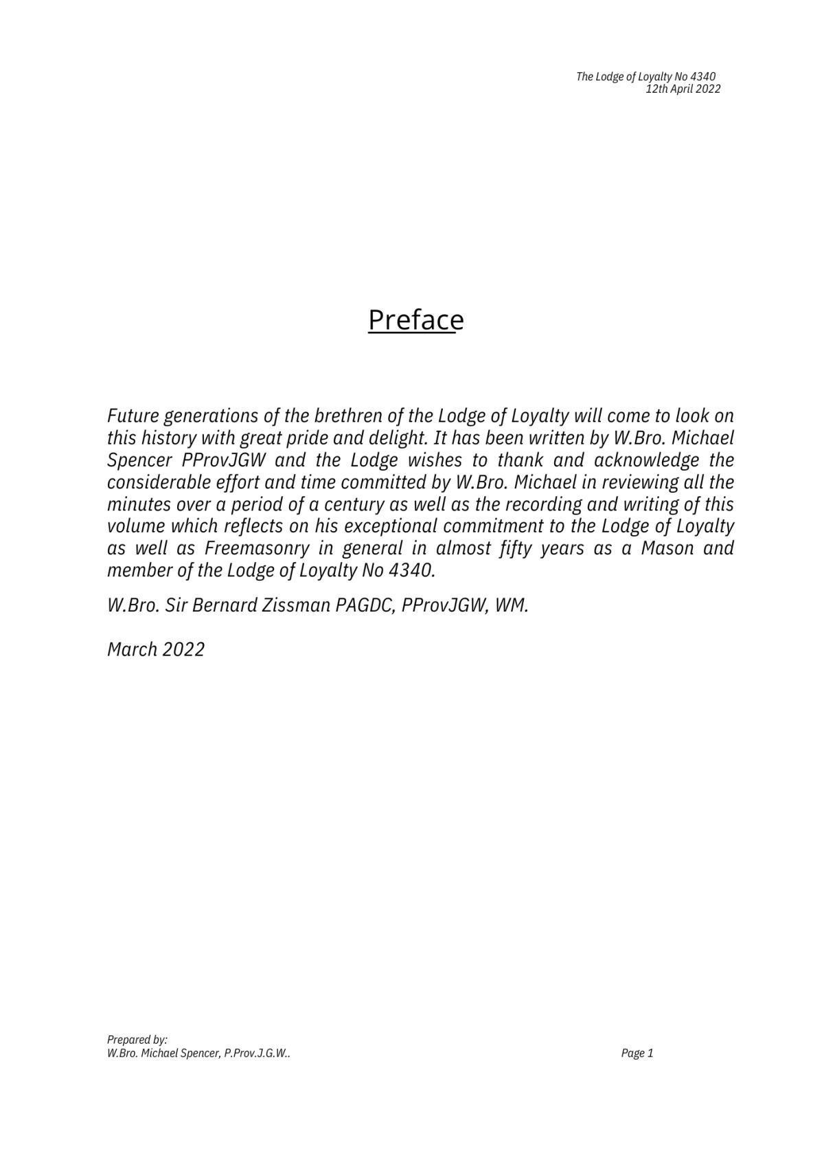 History: Lodge of Loyalty 4340 History: Lodge of Loyalty 4340