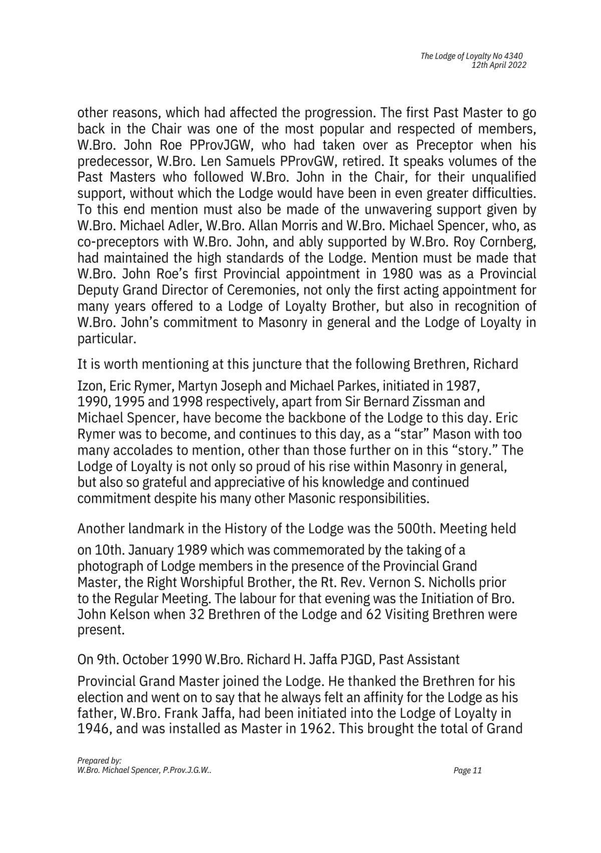 History: Lodge of Loyalty 4340 History: Lodge of Loyalty 4340