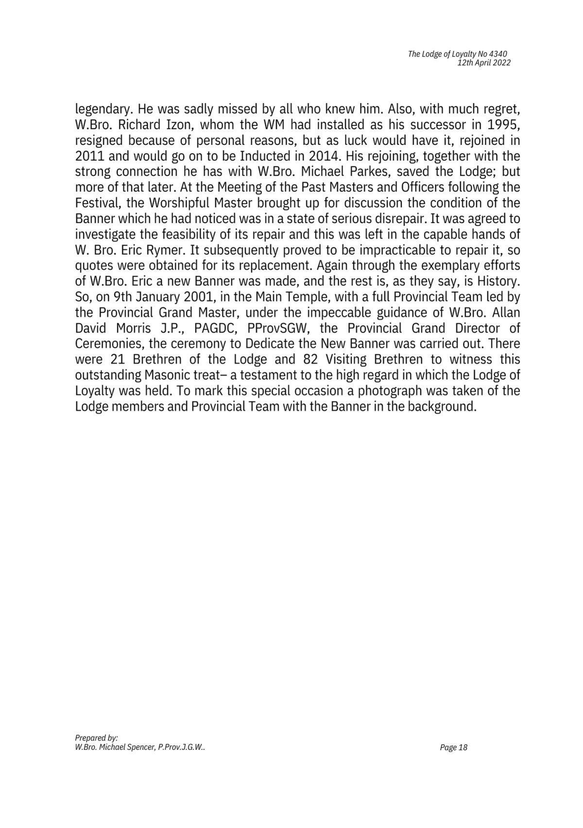 History: Lodge of Loyalty 4340 History: Lodge of Loyalty 4340