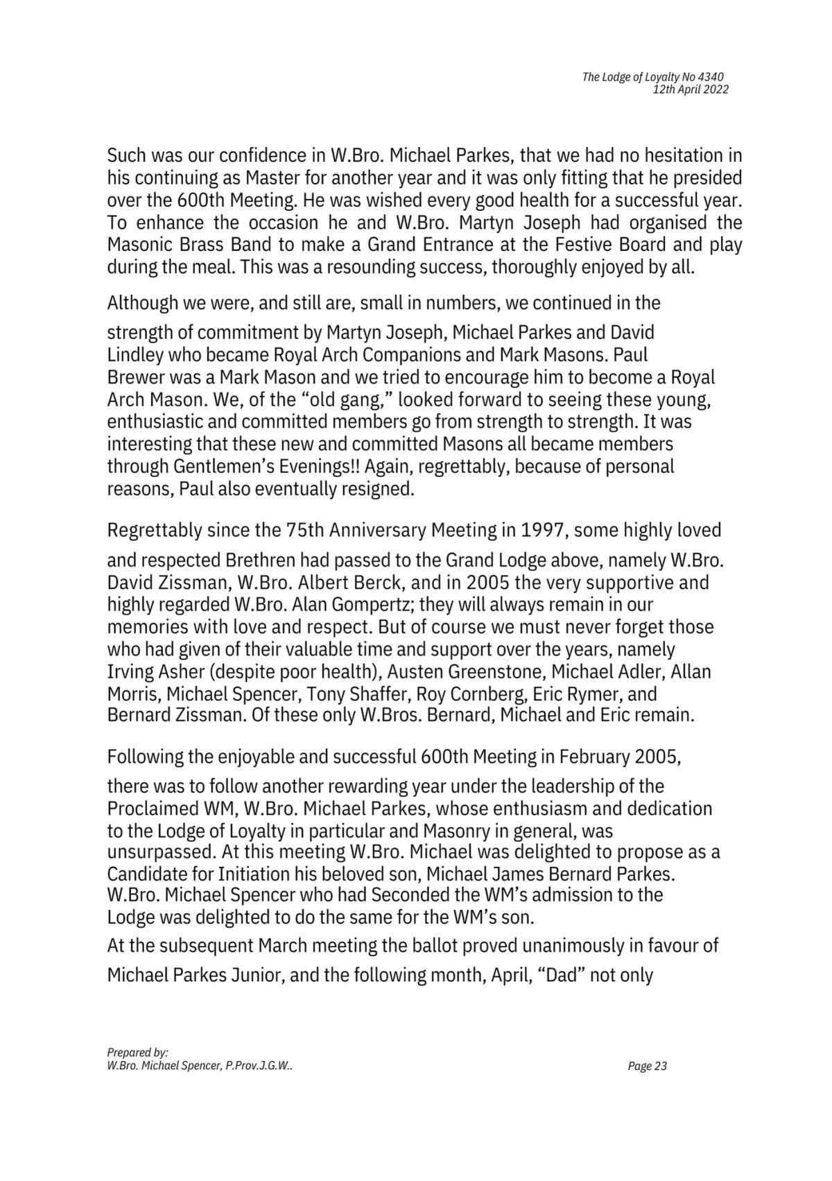 History: Lodge of Loyalty 4340 History: Lodge of Loyalty 4340