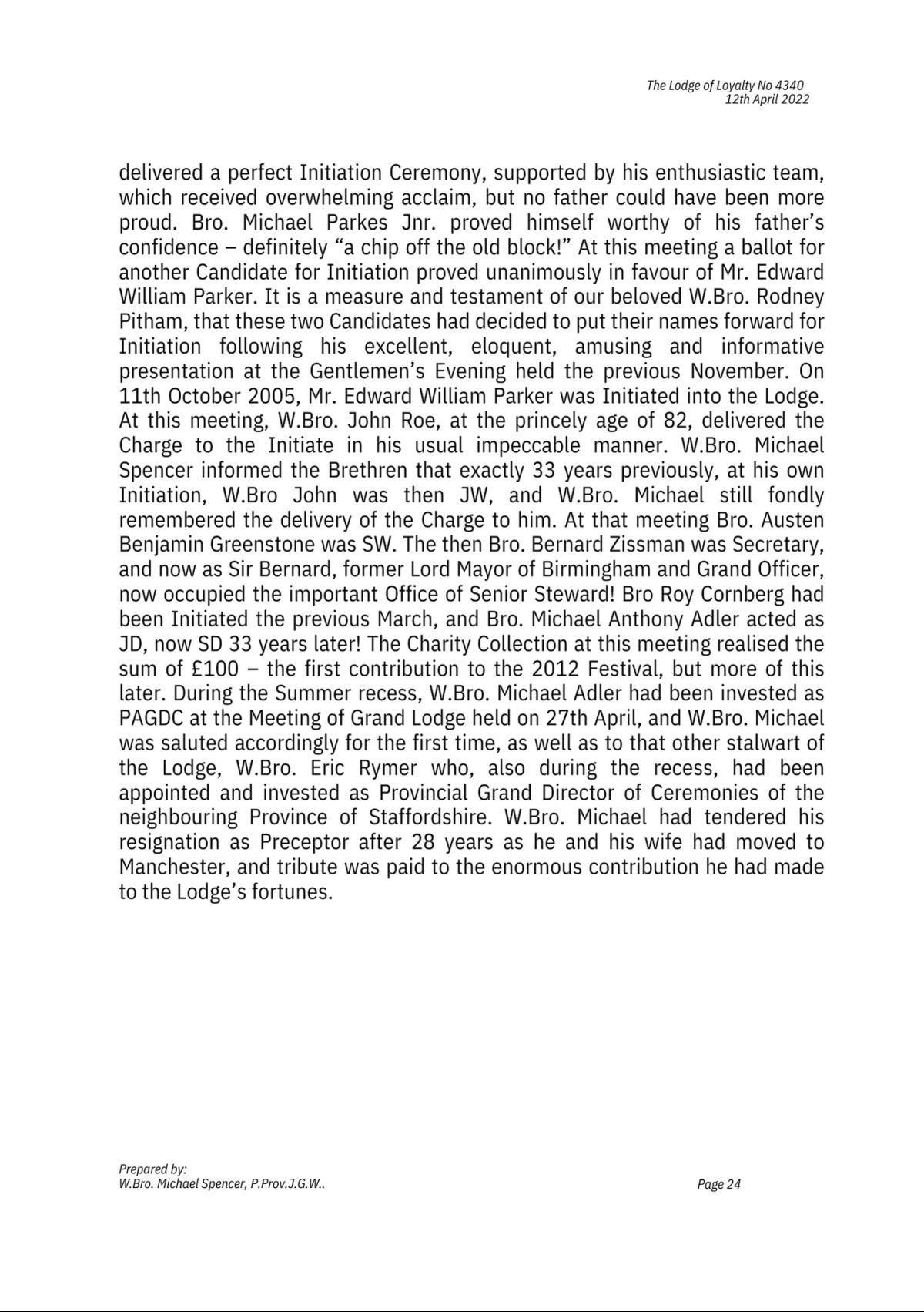 History: Lodge of Loyalty 4340 History: Lodge of Loyalty 4340