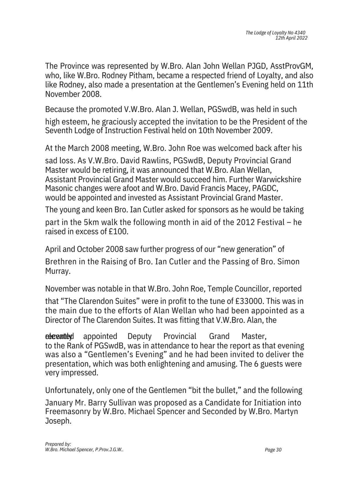 History: Lodge of Loyalty 4340 History: Lodge of Loyalty 4340