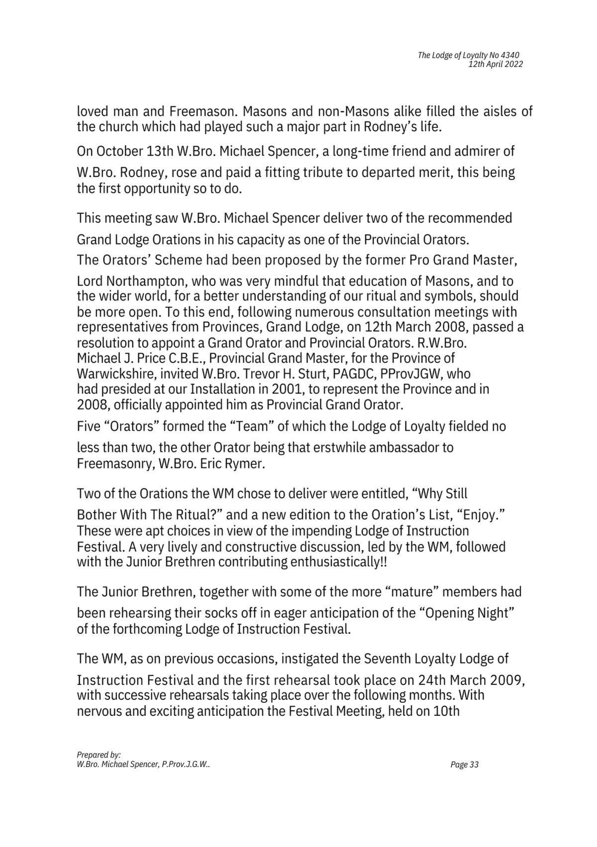 History: Lodge of Loyalty 4340 History: Lodge of Loyalty 4340