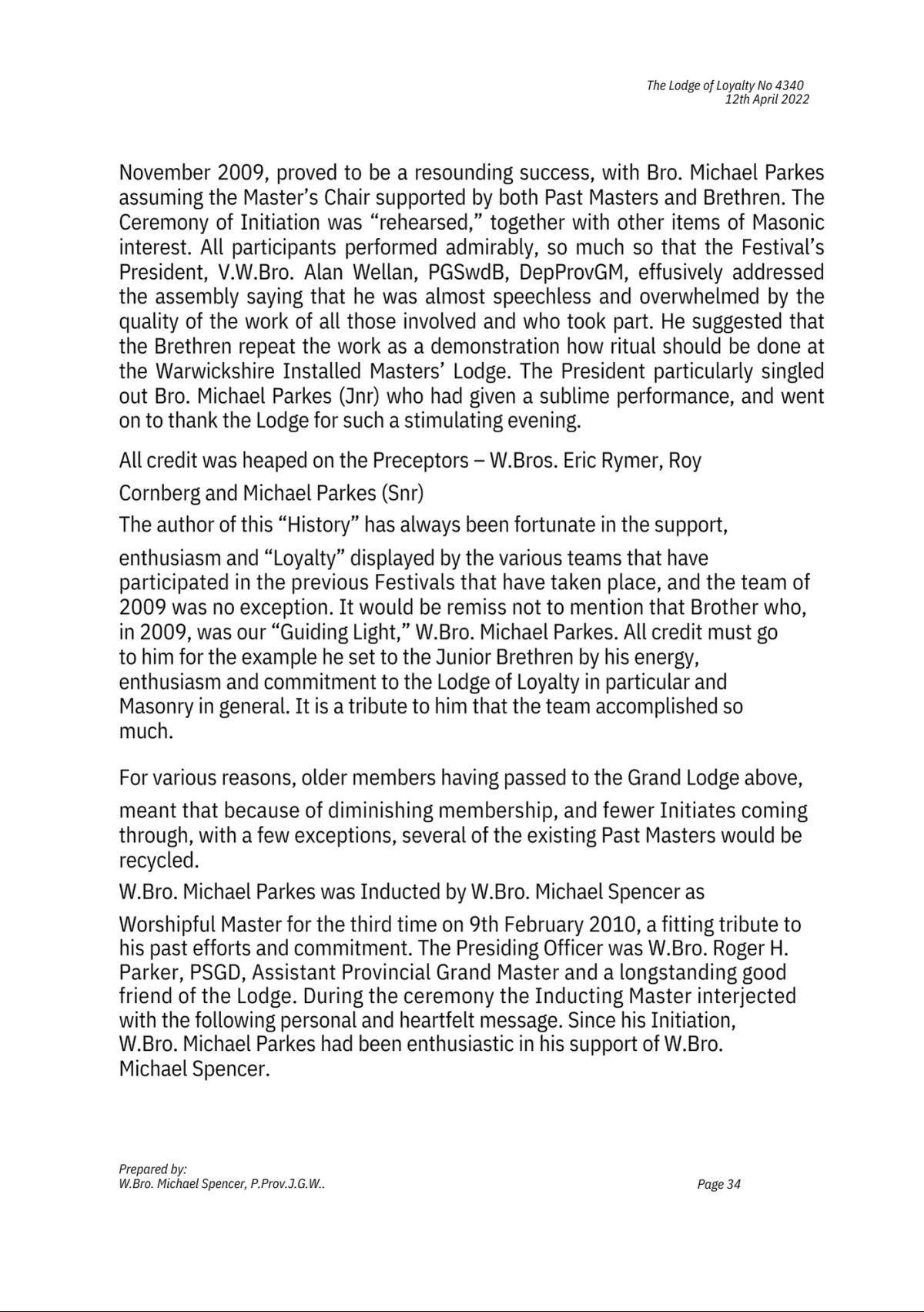 History: Lodge of Loyalty 4340 History: Lodge of Loyalty 4340