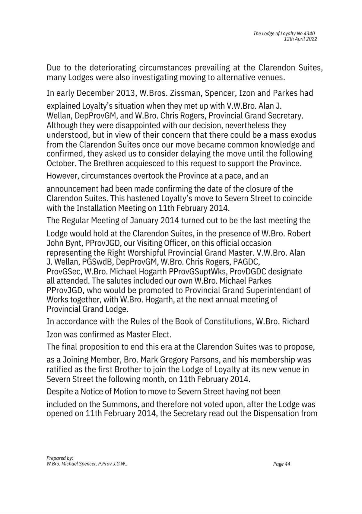 History: Lodge of Loyalty 4340 History: Lodge of Loyalty 4340