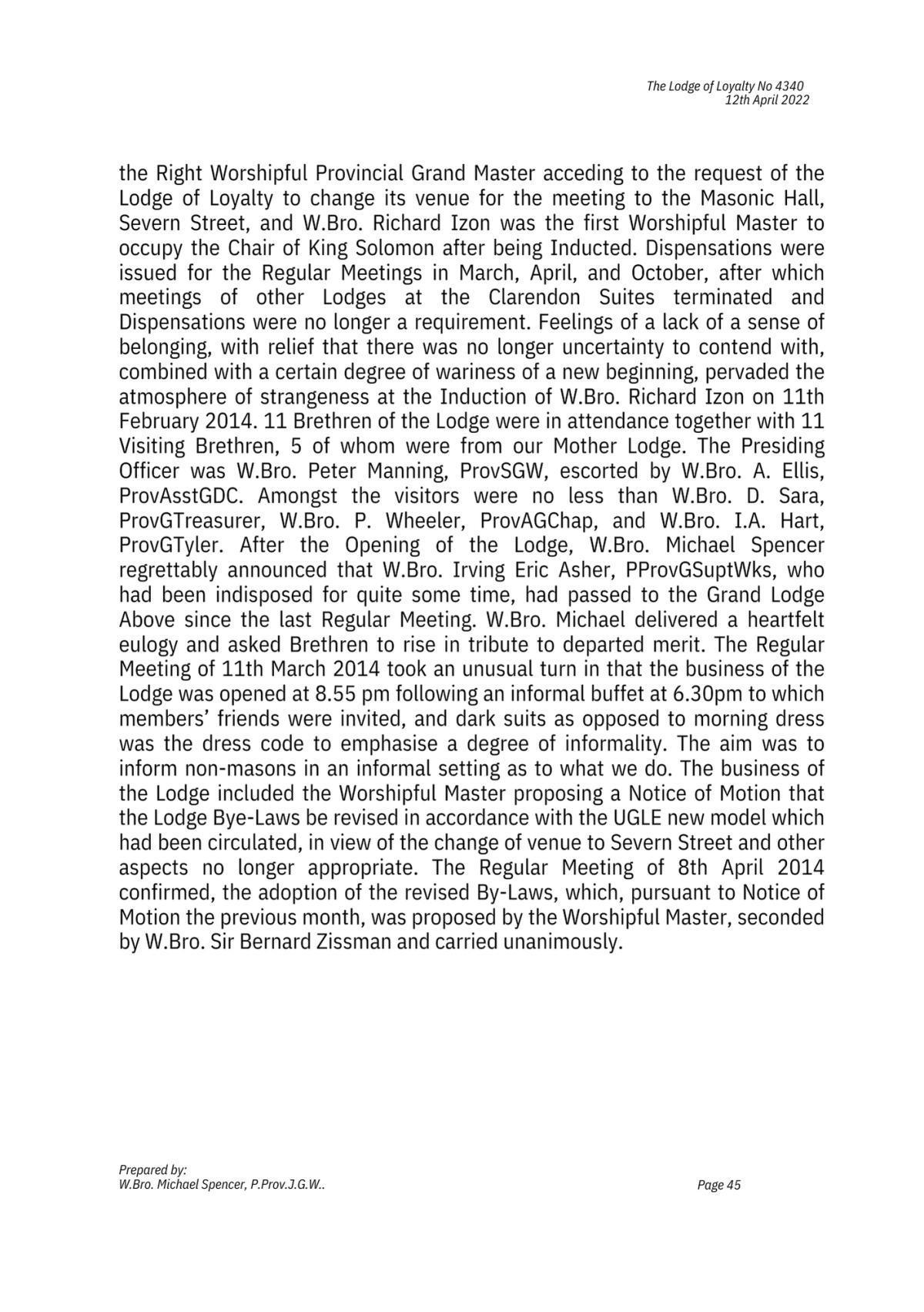History: Lodge of Loyalty 4340 History: Lodge of Loyalty 4340