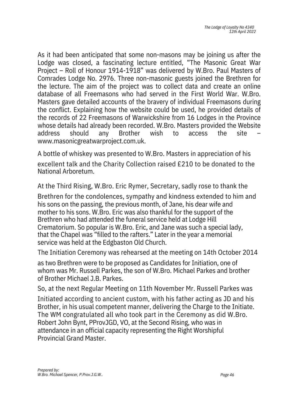 History: Lodge of Loyalty 4340 History: Lodge of Loyalty 4340