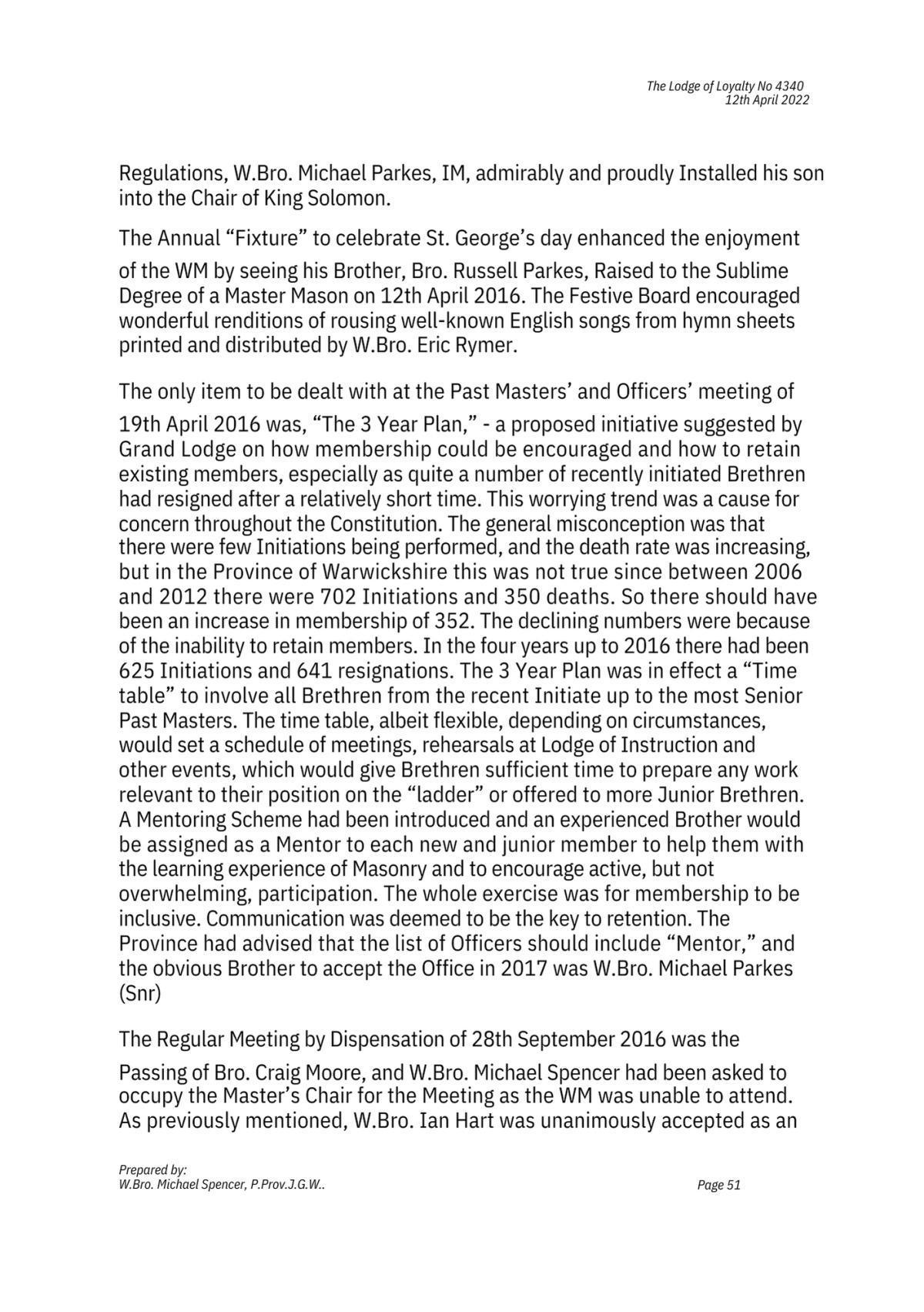 History: Lodge of Loyalty 4340 History: Lodge of Loyalty 4340