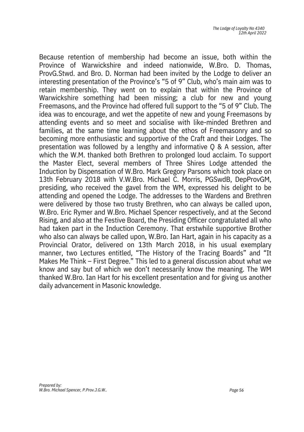 History: Lodge of Loyalty 4340 History: Lodge of Loyalty 4340