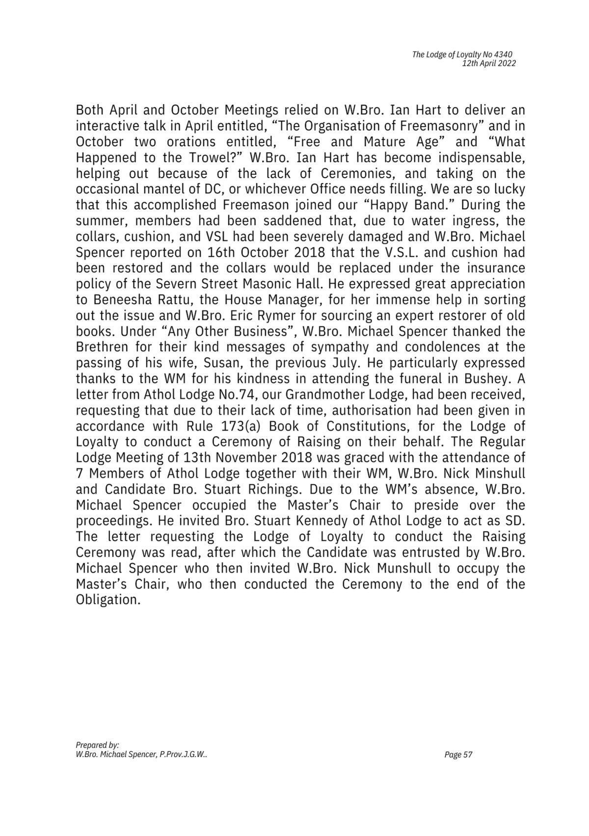 History: Lodge of Loyalty 4340 History: Lodge of Loyalty 4340