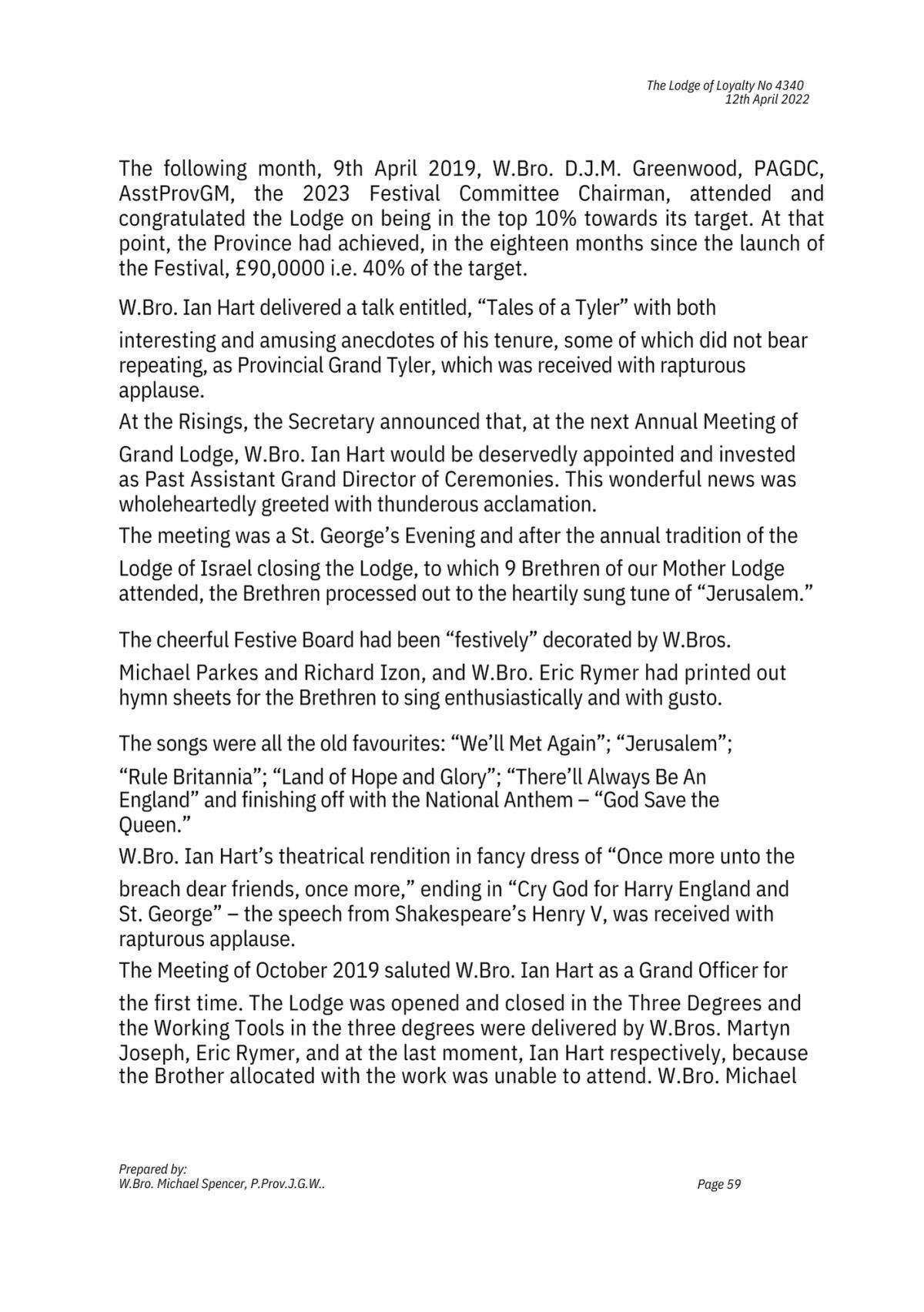 History: Lodge of Loyalty 4340 History: Lodge of Loyalty 4340