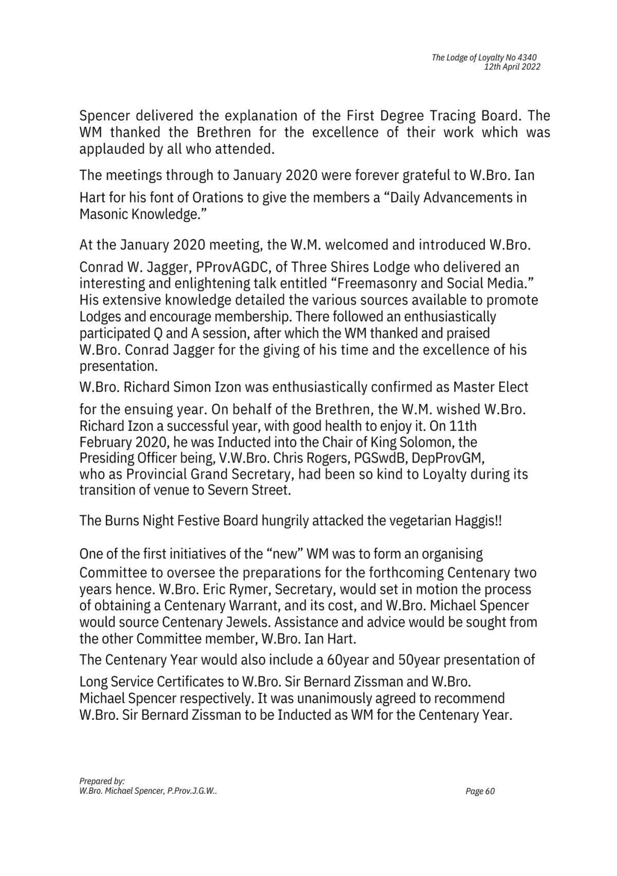 History: Lodge of Loyalty 4340 History: Lodge of Loyalty 4340