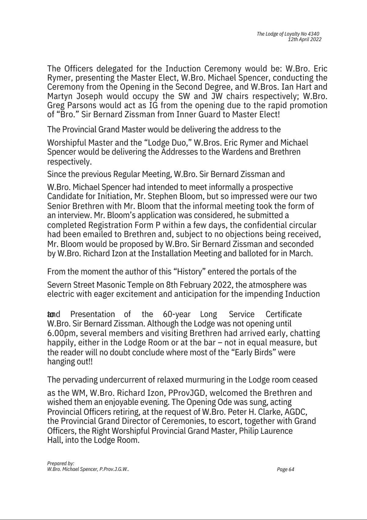 History: Lodge of Loyalty 4340 History: Lodge of Loyalty 4340