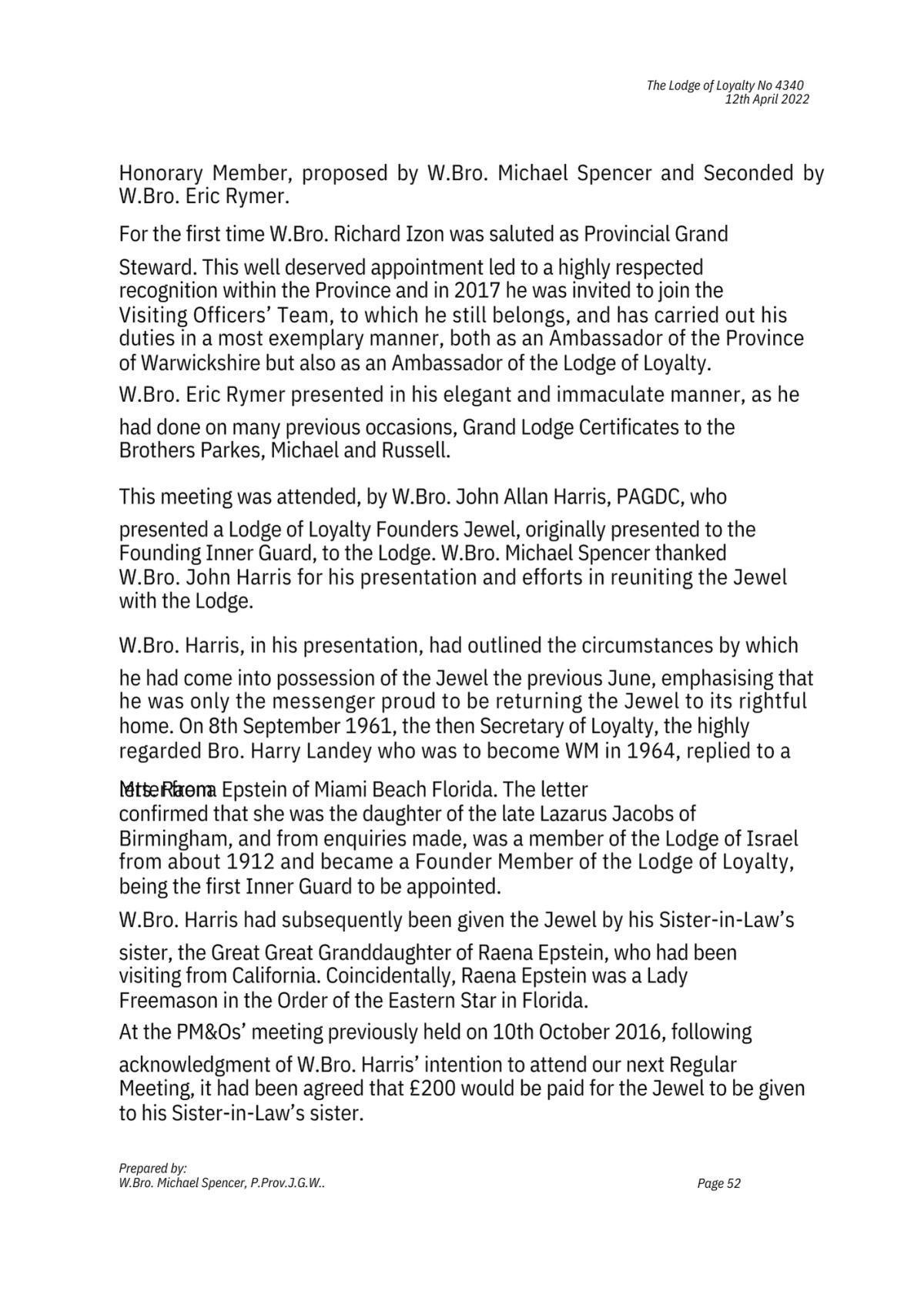 History: Lodge of Loyalty 4340 History: Lodge of Loyalty 4340