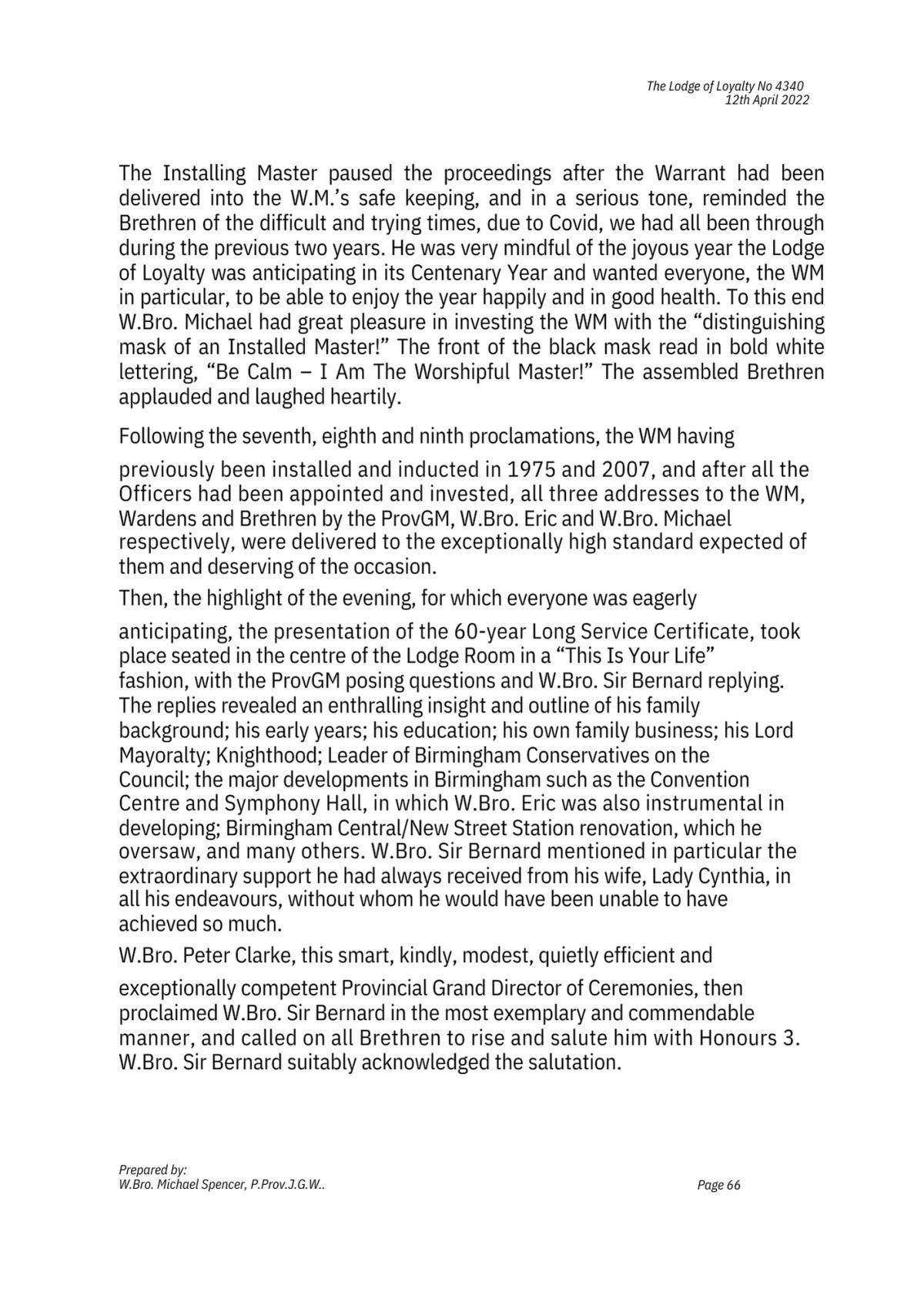 History: Lodge of Loyalty 4340 History: Lodge of Loyalty 4340