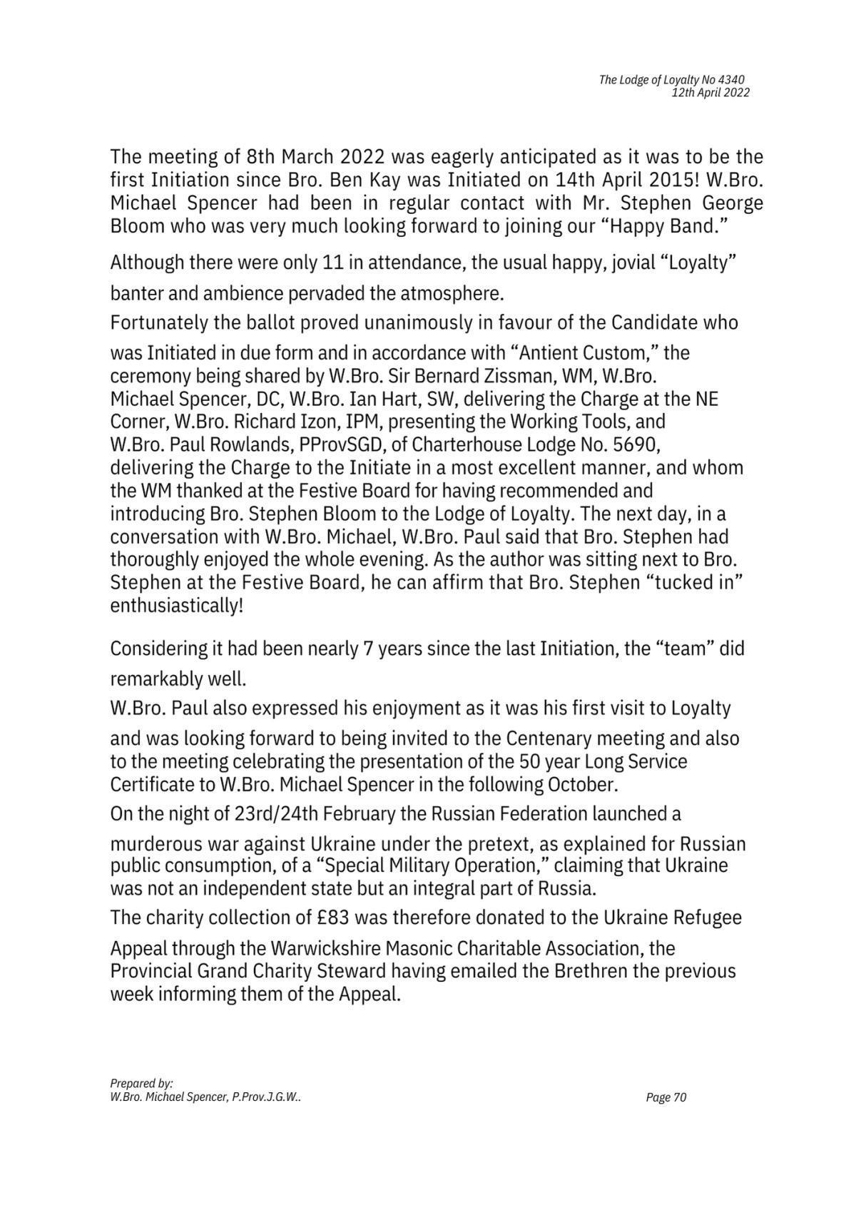 History: Lodge of Loyalty 4340 History: Lodge of Loyalty 4340