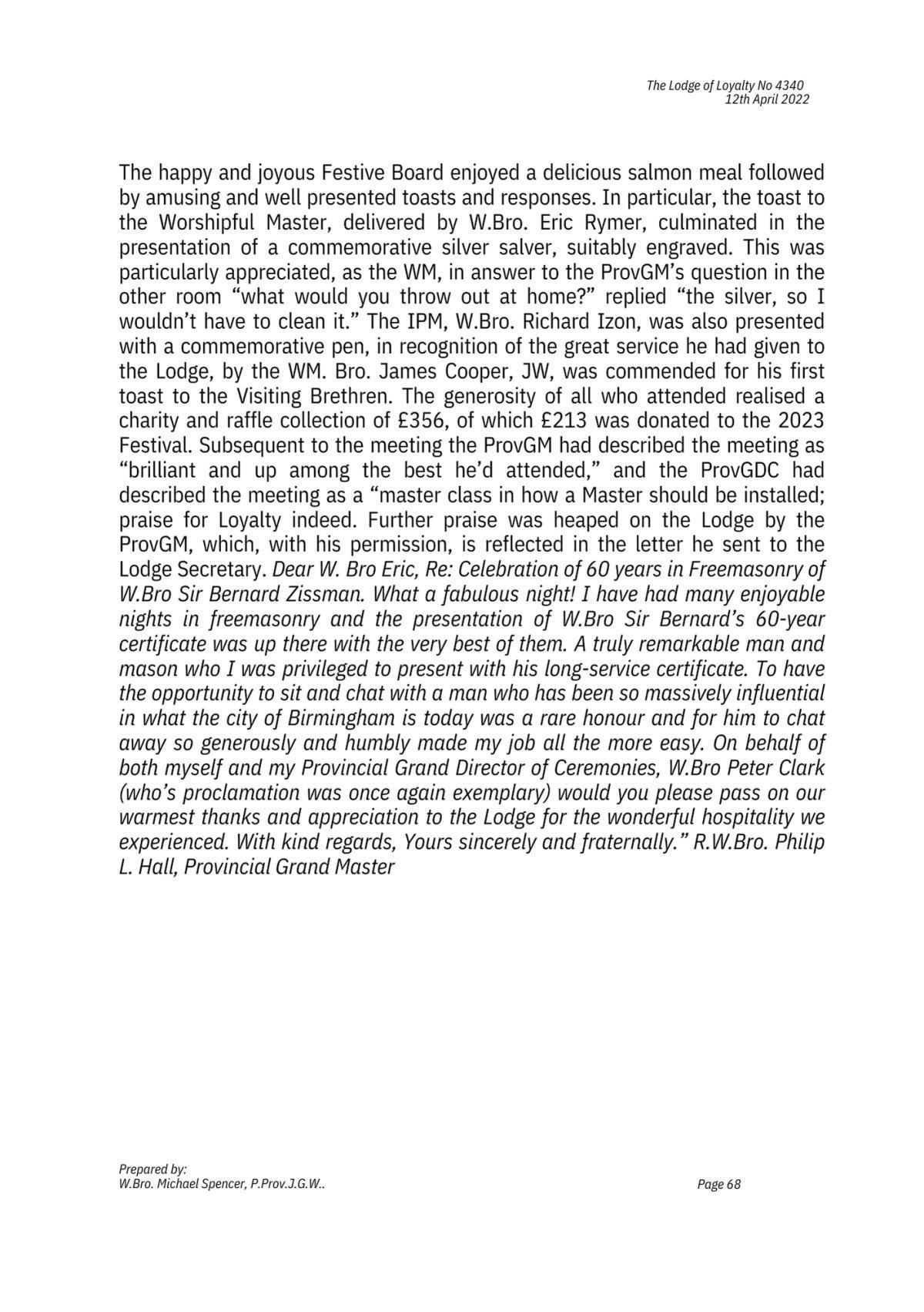 History: Lodge of Loyalty 4340 History: Lodge of Loyalty 4340