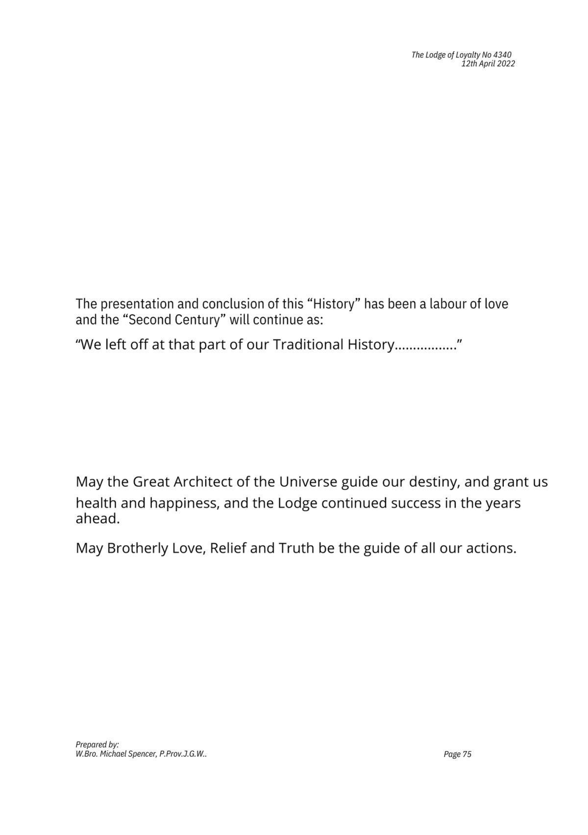 History: Lodge of Loyalty 4340 History: Lodge of Loyalty 4340