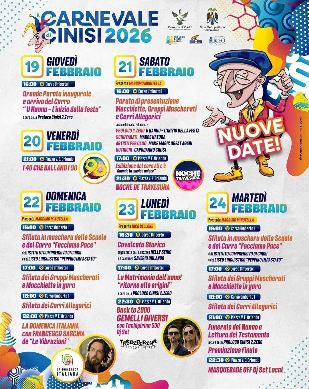 Sfilata dei Gruppi Mascherati e Macchiette in gara (Inizio ore 17:00)