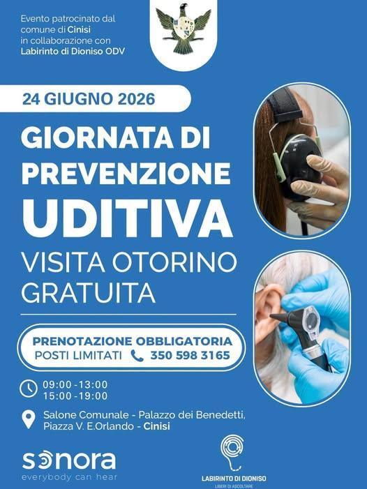 Giornata di Prevenzione Uditiva – Visita Otorino Gratuita (Orari: 09:00 – 13:00 / 15:00 – 19:00)