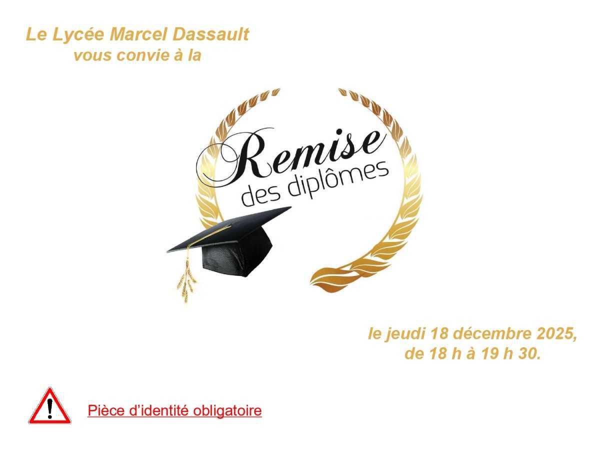 Remise des diplômes du DNB, des baccalauréats professionnels et du brevet des métiers d'art, le jeudi 18 décembre 2025 de 18h à 19h30 Remise des diplômes du DNB, des baccalauréats professionnels et du brevet des métiers d'art, le jeudi 18 décembre 2025 de 18h à 19h30