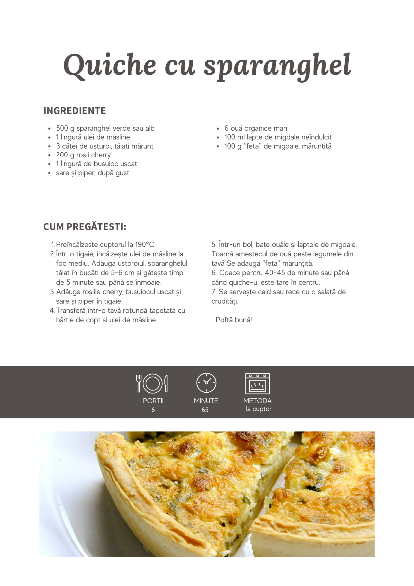 Quiche cu sparanghel