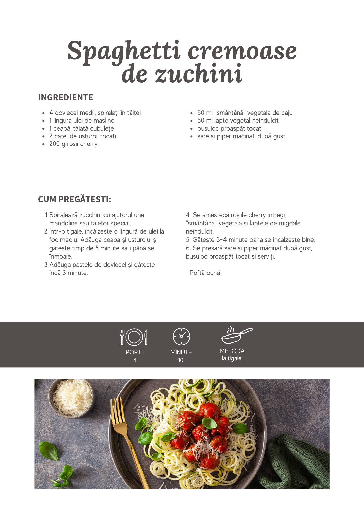 Spaghetti cremoase de zuchini