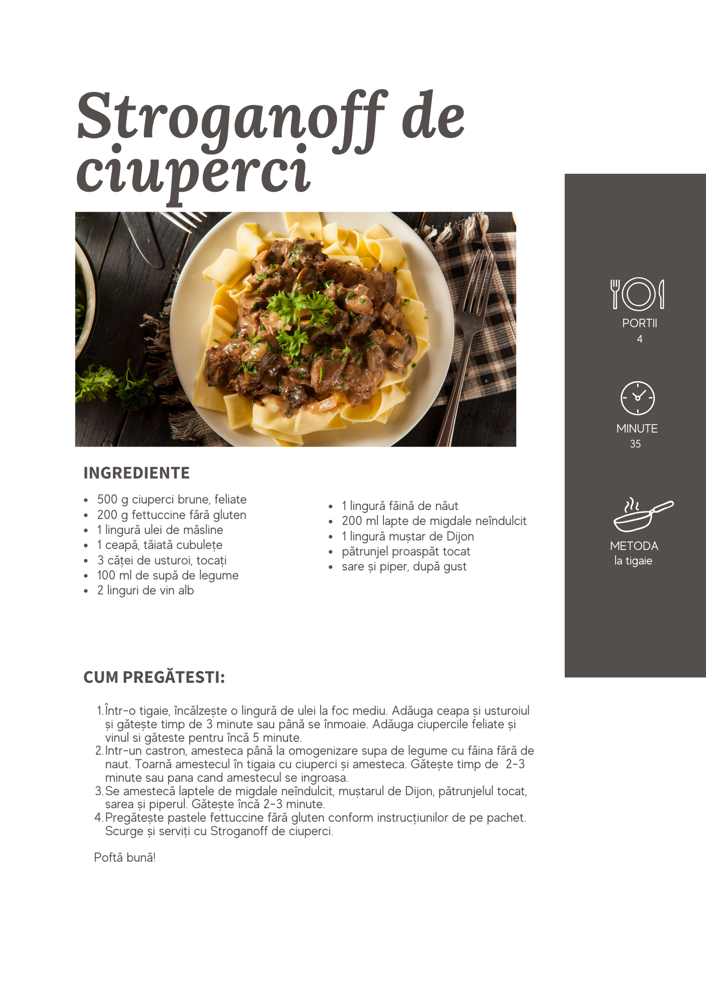 Stroganoff de ciuperci