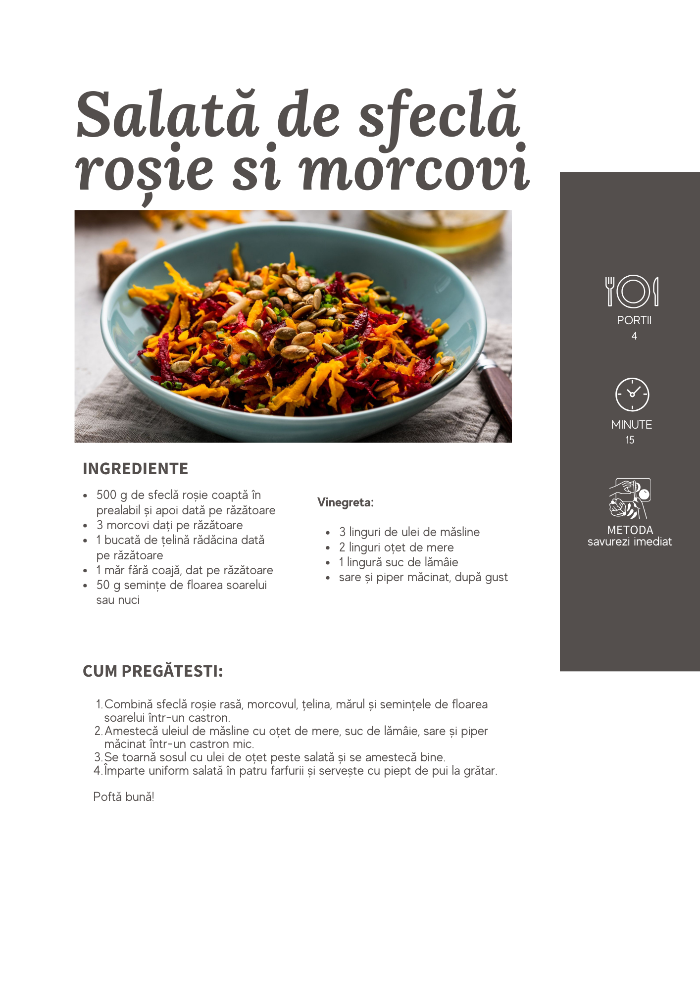 Salata de sfecla rosie si morcovi