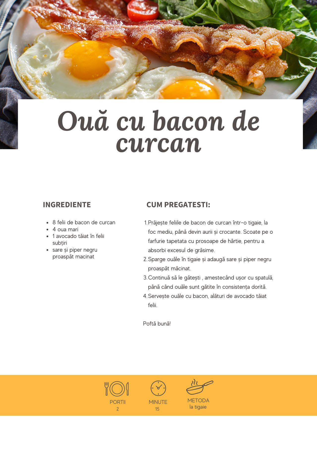 Oua cu bacon de curcan