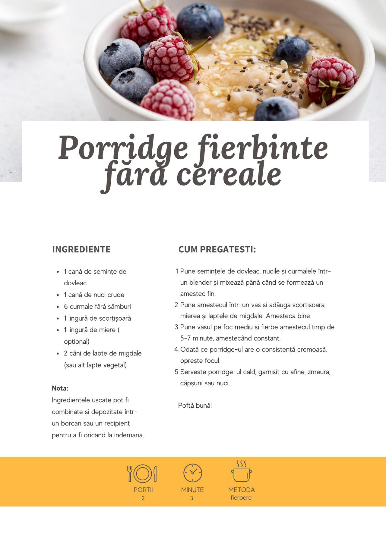 Porridge fierbinte fara cereale