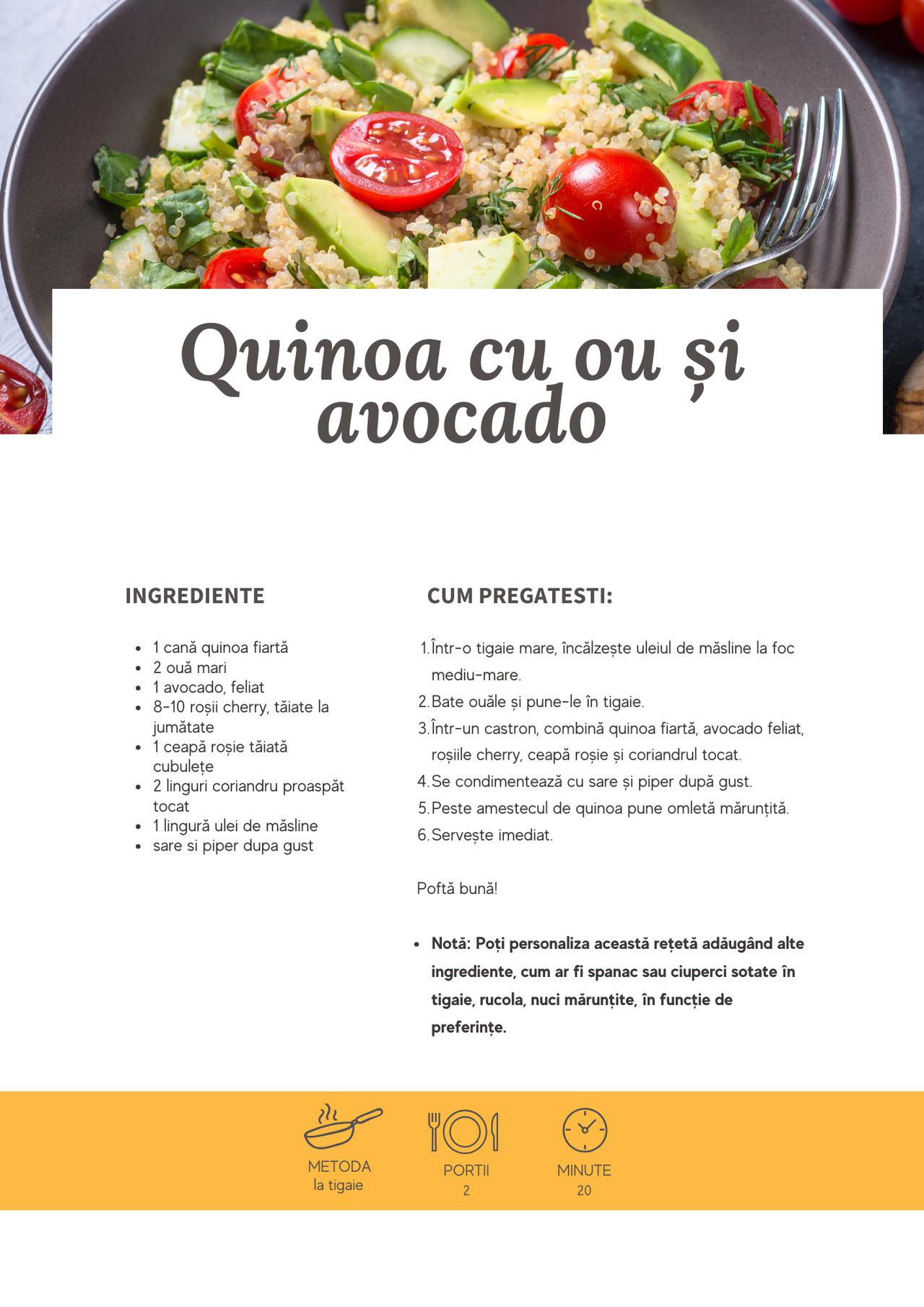 Quinoa cu ou si avocado