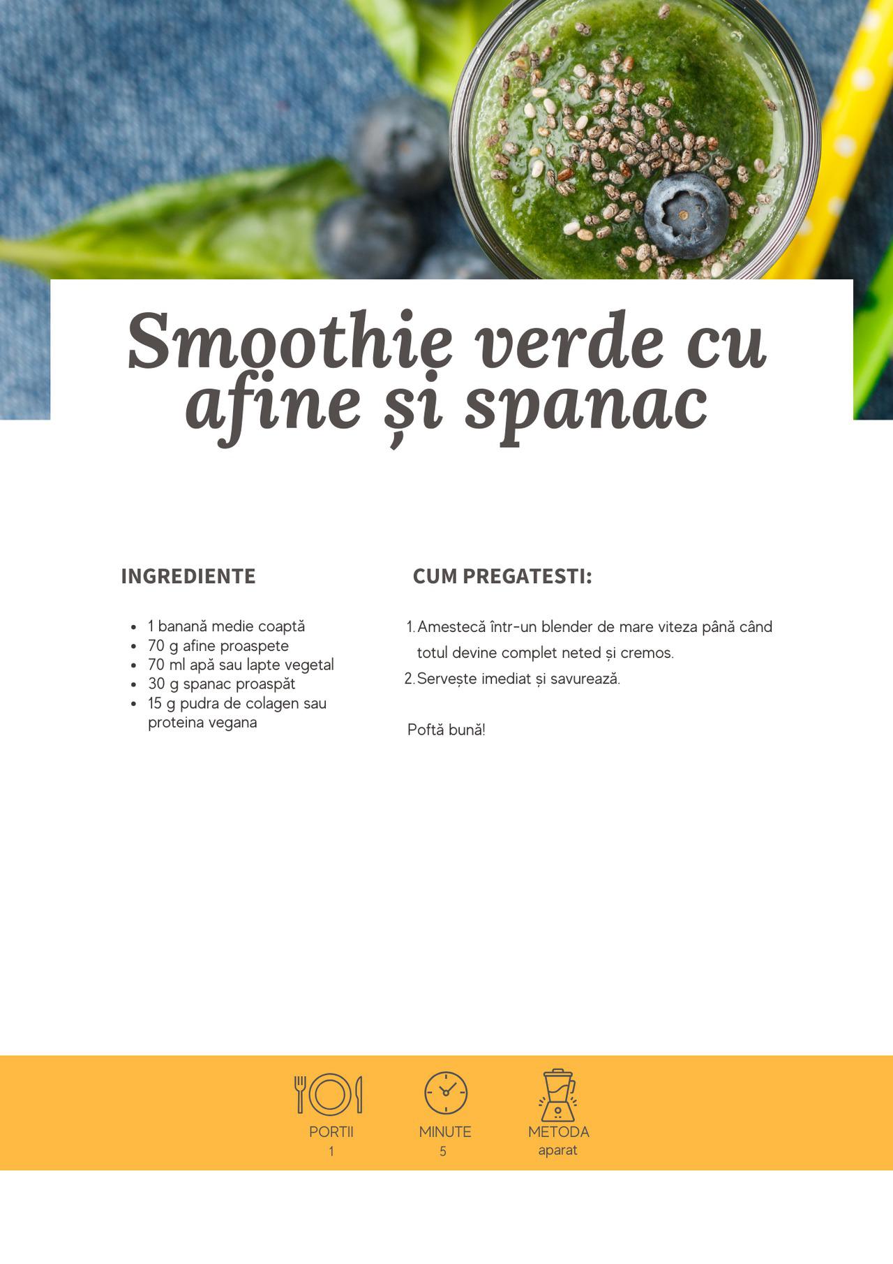 Smoothie verde cu afine și spanac