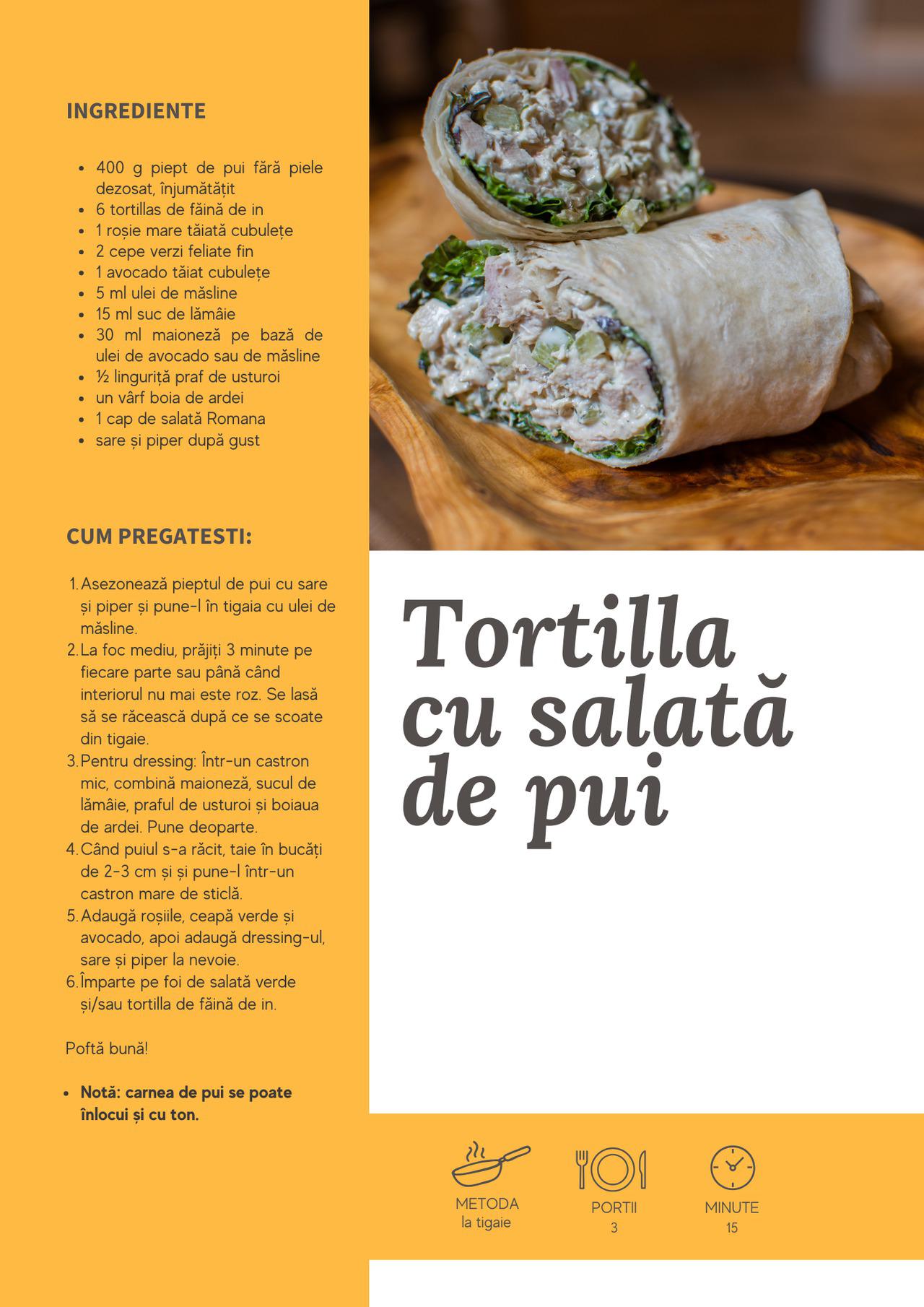 Tortilla cu salată de pui