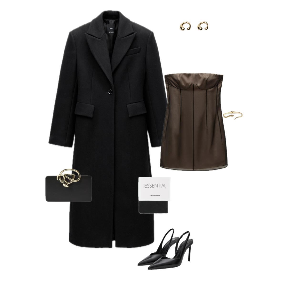 An outfit featuring a statement mini dress paired with an accent clutch