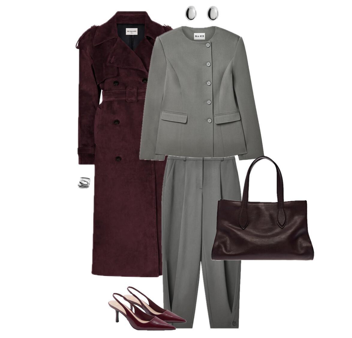 Outfit Featuring a Suede Coat and Tailored Suit