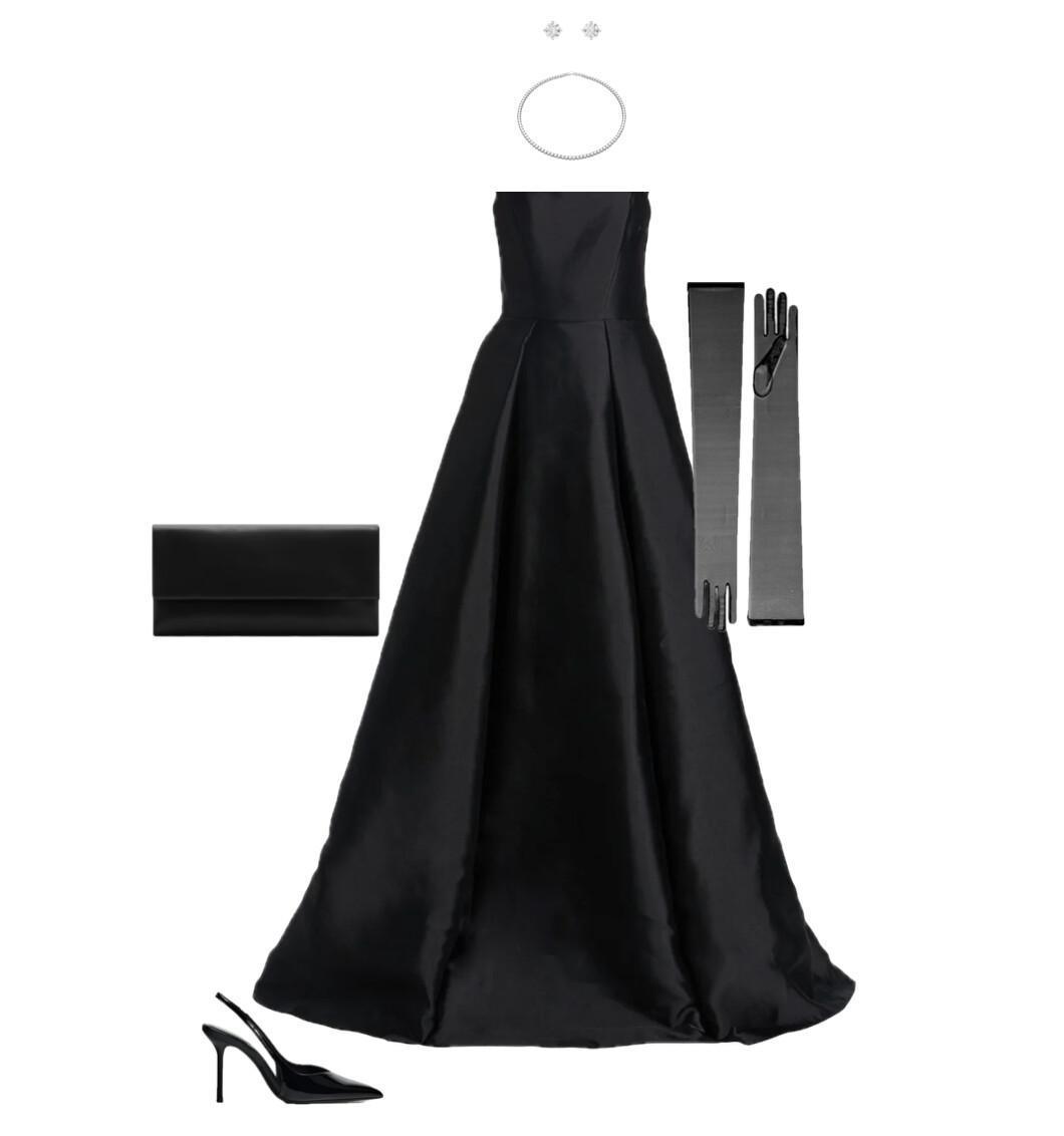 A maxi black dress outfit styled with chic accessories