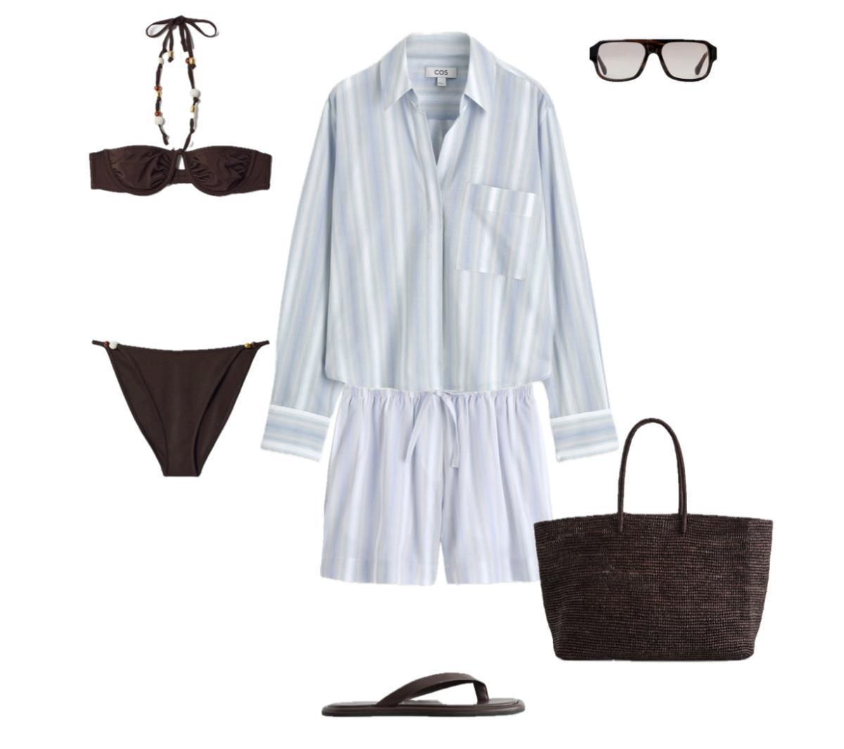 Outfit with Striped Set and Bikini