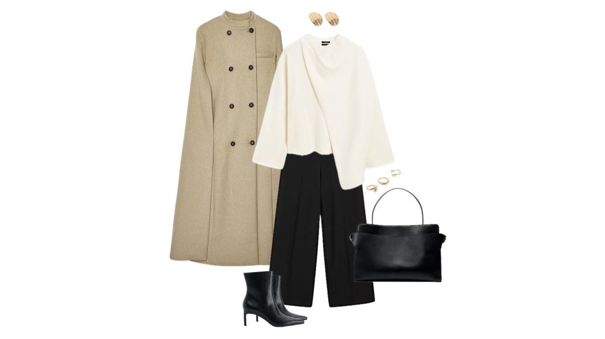 Outfit with a wool coat and leather ankle boots