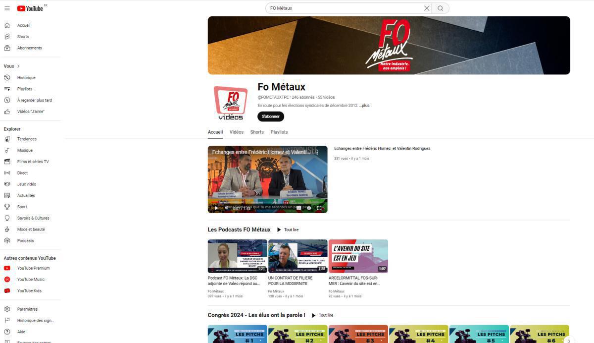 YouTube FO Métaux