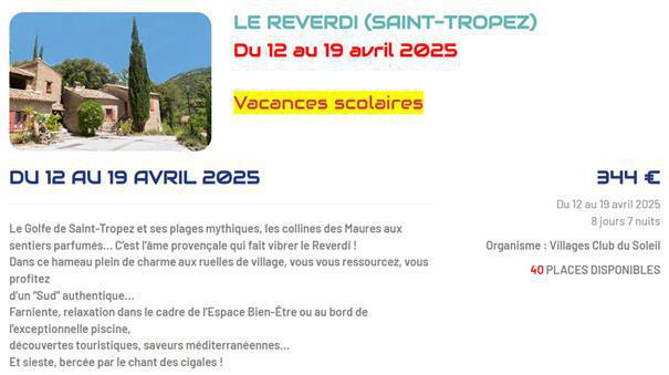 Dans votre CSE : Séjour groupe 2025 Inscription du 4 au 18 octobre 2024