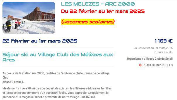 Dans votre CSE : Séjour groupe 2025 Inscription du 4 au 18 octobre 2024