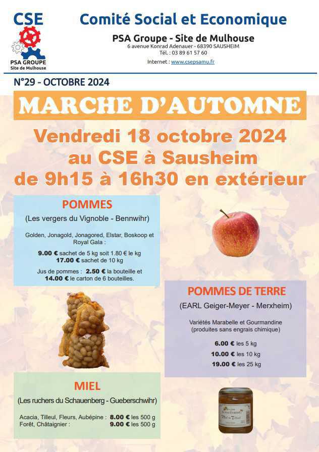Info CSE : Marché d'Automne