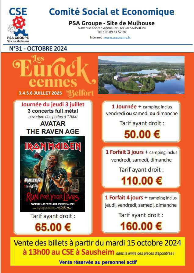 Info CSE : Eurockéennes de Belfort