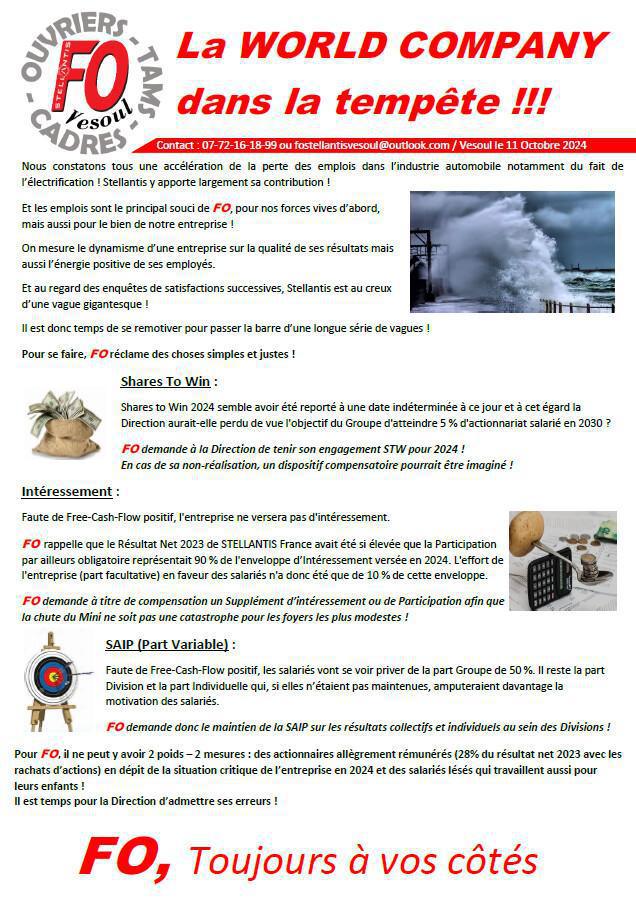La WORLD COMPANY dans la tempête !!!