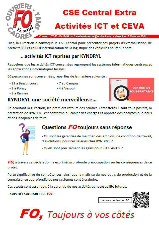 CSE Central Extra : Activités ICT et CEVA