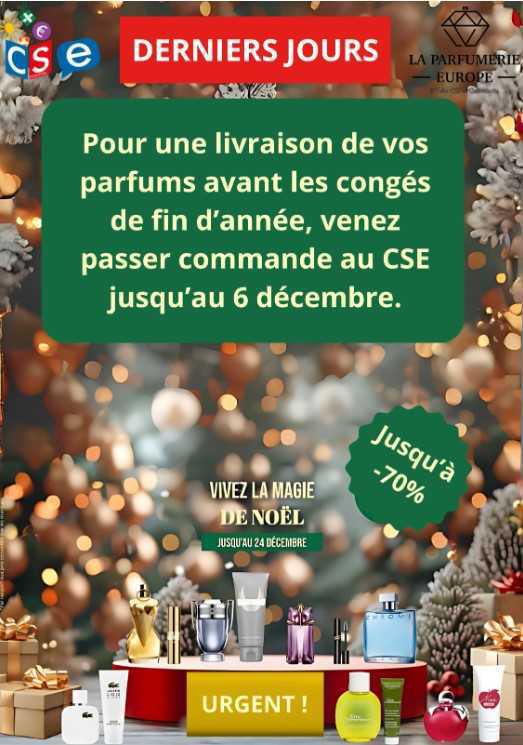 CSE: Derniers jours pour vos parfums avant Noël !!!!